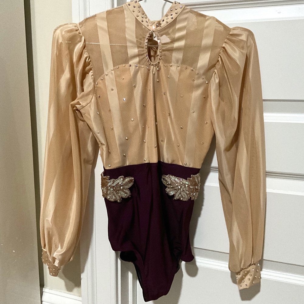 Revolution Dance Wear ZETA Costume - TH22072, Ivory/Plum, Small Adult